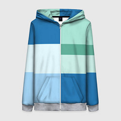 Толстовка на молнии женская Мятное небо колор-блок, цвет: 3D-меланж