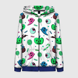Женская толстовка на молнии Halloween light green pumpkin - паттерн