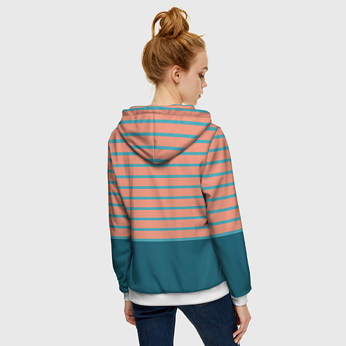 Женская толстовка на молнии Полосатый мандариновый морской рассвет / 3D-Белый – фото 4