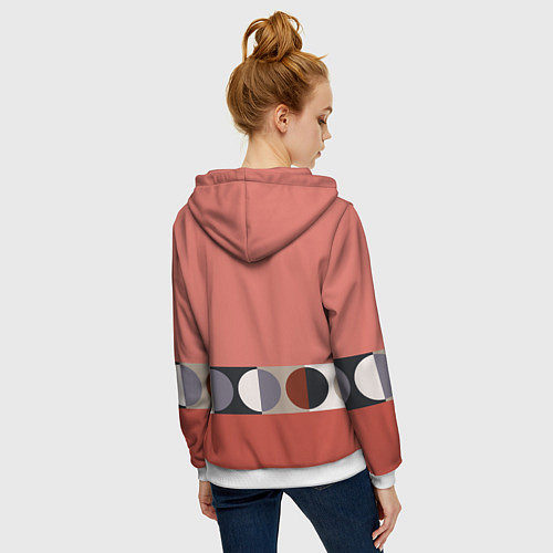 Женская толстовка на молнии Луна Малевича розовый томат / 3D-Белый – фото 4