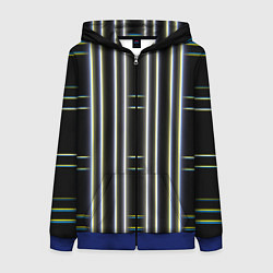 Толстовка на молнии женская Neon yellow blue white, цвет: 3D-синий