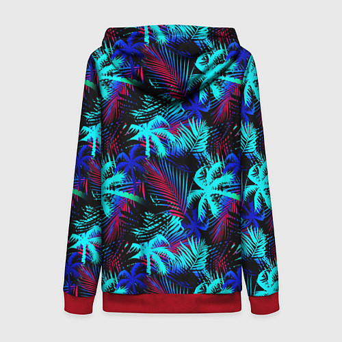Женская толстовка на молнии Palm blue light blue / 3D-Красный – фото 2