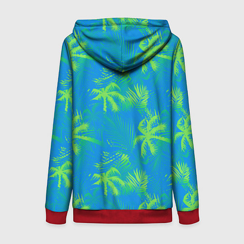 Женская толстовка на молнии Palm light green light blue / 3D-Красный – фото 2