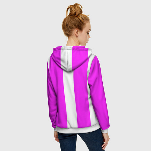 Женская толстовка на молнии Color white pink line / 3D-Белый – фото 4