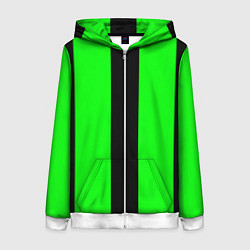 Толстовка на молнии женская Color green black line, цвет: 3D-белый