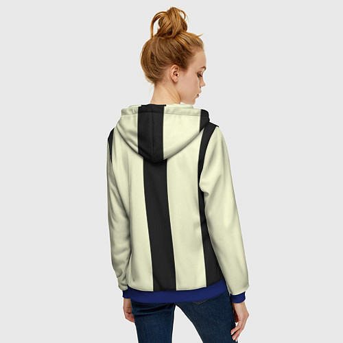 Женская толстовка на молнии Color black beige line / 3D-Синий – фото 4