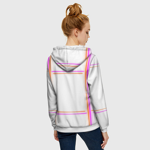 Женская толстовка на молнии Neon white orange pink / 3D-Белый – фото 4
