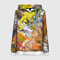 Женская толстовка на молнии Живая Абстракция: Поток Цветов и Форм в Постоянном
