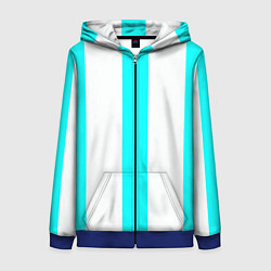 Толстовка на молнии женская Color light blue white lines, цвет: 3D-синий