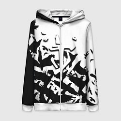 Женская толстовка на молнии Doom black crow logo