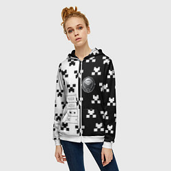 Толстовка на молнии женская Doom x minecraft pattern, цвет: 3D-белый — фото 2
