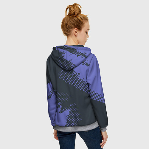 Женская толстовка на молнии Абстрактная текстура в синем / 3D-Меланж – фото 4