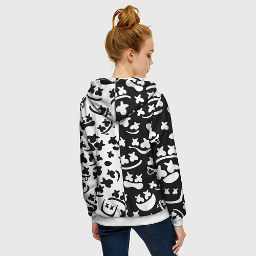 Женская толстовка на молнии Doom x Marshmello pattern / 3D-Белый – фото 4