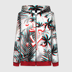 Женская толстовка на молнии Doom тропики глитч