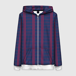 Толстовка на молнии женская Color blue cage pink stripes, цвет: 3D-белый