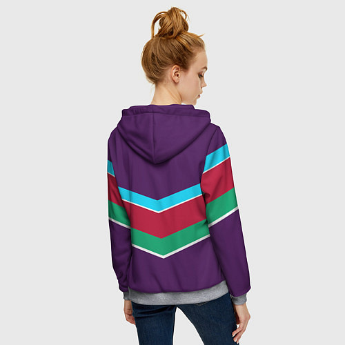 Женская толстовка на молнии Фиолетовый с полосами / 3D-Меланж – фото 4