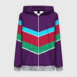 Женская толстовка на молнии Фиолетовый с полосами