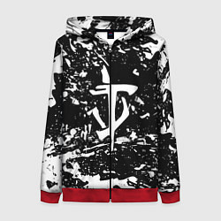 Толстовка на молнии женская Doom краски белые штрихи, цвет: 3D-красный