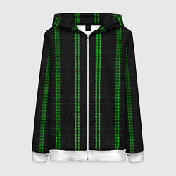 Женская толстовка на молнии Color black cage green stripes