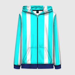 Женская толстовка на молнии Color blue white stripes