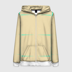Толстовка на молнии женская Color beige green stripes, цвет: 3D-белый
