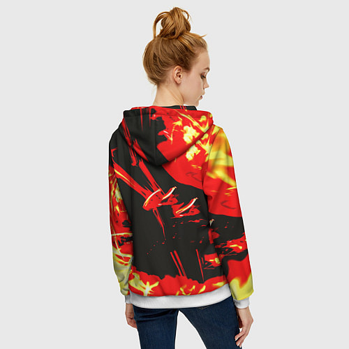 Женская толстовка на молнии Doom огненный / 3D-Белый – фото 4