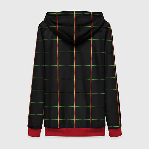 Женская толстовка на молнии Color black orange green crosses / 3D-Красный – фото 2