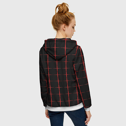 Женская толстовка на молнии Color black red crosses / 3D-Белый – фото 4