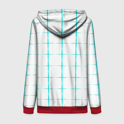 Женская толстовка на молнии Color white light blue crosses / 3D-Красный – фото 2