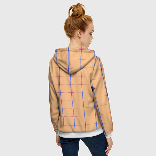 Женская толстовка на молнии Color beige blue cross / 3D-Белый – фото 4