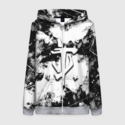 Толстовка на молнии женская Doom краски всплеск белые, цвет: 3D-меланж