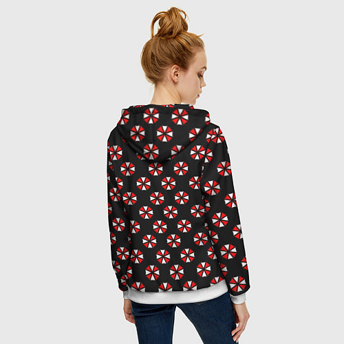 Женская толстовка на молнии Doom x resident evil pattern / 3D-Белый – фото 4