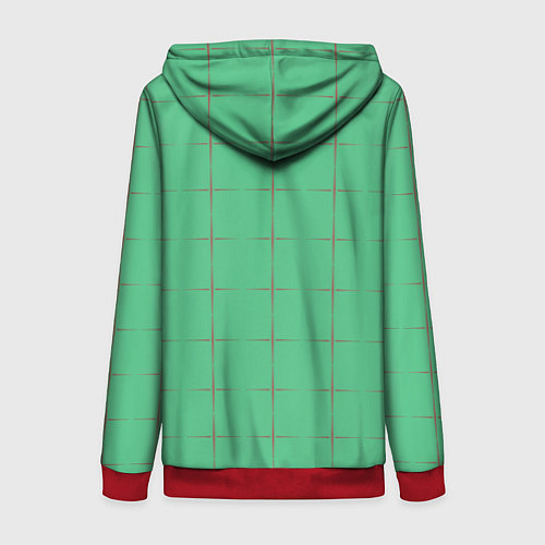 Женская толстовка на молнии Color green stripes / 3D-Красный – фото 2