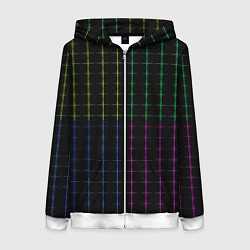 Толстовка на молнии женская Color black multicolored stripes, цвет: 3D-белый