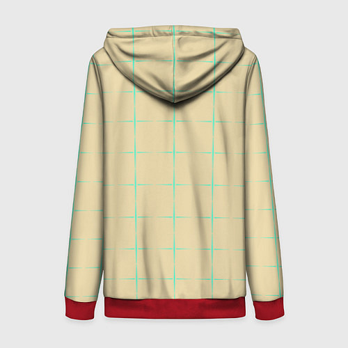 Женская толстовка на молнии Color beige green crosses / 3D-Красный – фото 2