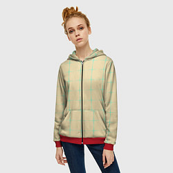 Толстовка на молнии женская Color beige green crosses, цвет: 3D-красный — фото 2