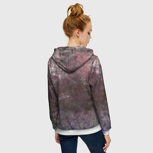 Женская толстовка на молнии Абстракция - brown-violet scales / 3D-Белый – фото 4