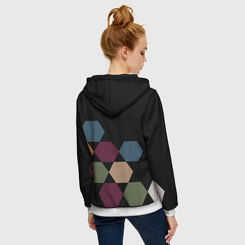 Женская толстовка на молнии Honeycombs autumn colors / 3D-Белый – фото 4