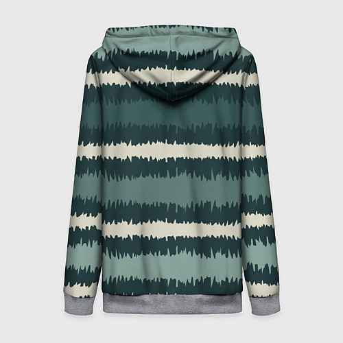 Женская толстовка на молнии Полосы зигзагообразные зеленые / 3D-Меланж – фото 2