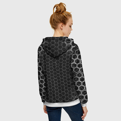Женская толстовка на молнии Doom соты текстура / 3D-Белый – фото 4