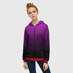 Толстовка на молнии женская Purple gradient, цвет: 3D-красный — фото 2
