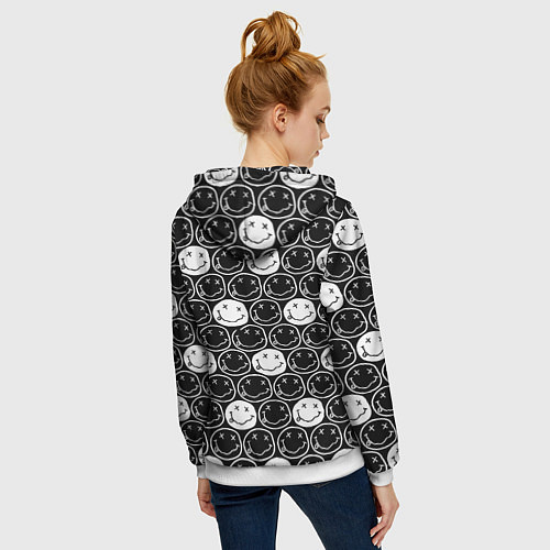 Женская толстовка на молнии Doom x nirvana pattern / 3D-Белый – фото 4