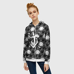 Толстовка на молнии женская Doom x nirvana pattern, цвет: 3D-белый — фото 2