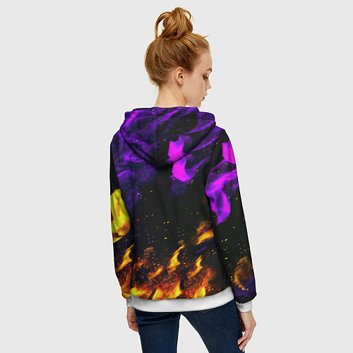 Женская толстовка на молнии Doom огненный стиль / 3D-Белый – фото 4