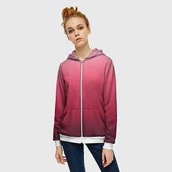 Толстовка на молнии женская Градиент гранатовый, цвет: 3D-белый — фото 2