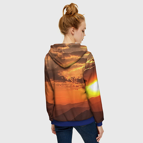 Женская толстовка на молнии Закат на перевале актопрак / 3D-Синий – фото 4