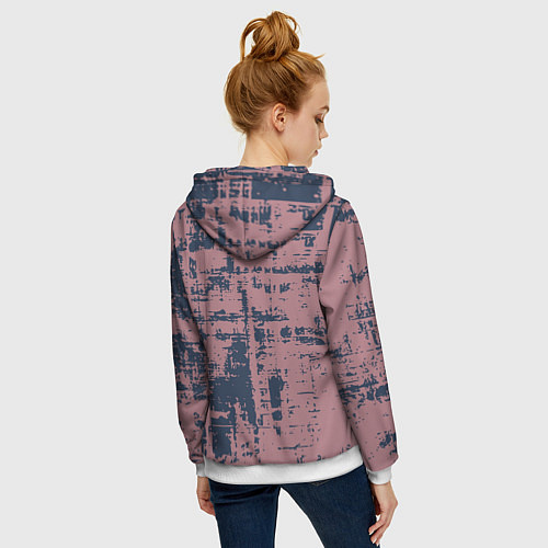Женская толстовка на молнии Текстура с потертостями сине-розовая / 3D-Белый – фото 4