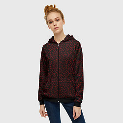 Толстовка на молнии женская Древние защитные руны красные на чёрном, цвет: 3D-черный — фото 2