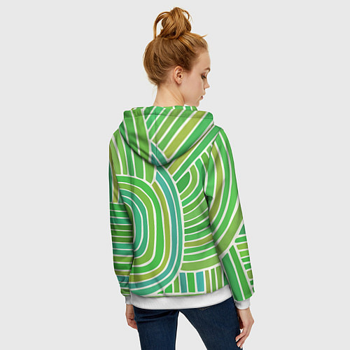 Женская толстовка на молнии Абстрактный узор зеленый / 3D-Белый – фото 4