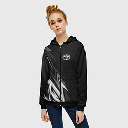 Толстовка на молнии женская Toyota - монохром, цвет: 3D-черный — фото 2